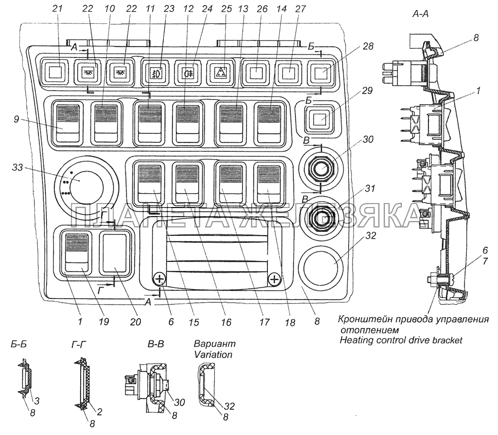 6520-3710001-97 Установка выключателей КамАЗ-65115 (Евро-3)