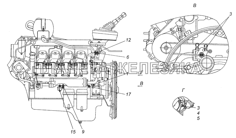 740.62-3800001 Установка датчиков на двигатель КамАЗ-65115 (Евро-3)