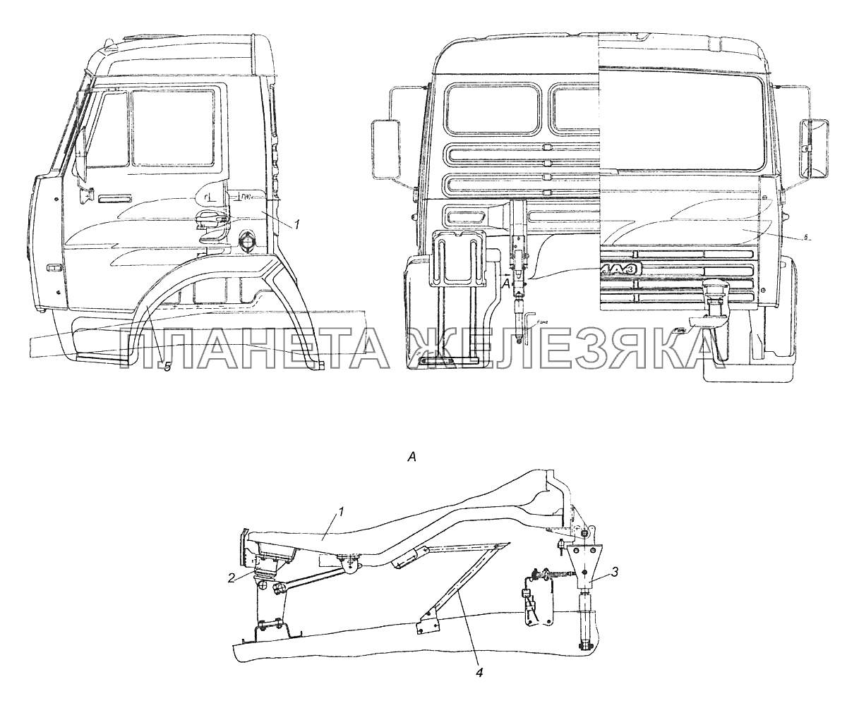 53205-5000006-30 Установка кабины с оперением КамАЗ-65115 (Евро-3)