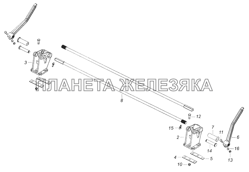 5411 5-5000003 Переднее крепление и механизм уравновешивания кабины КамАЗ-65115 (Евро-3)