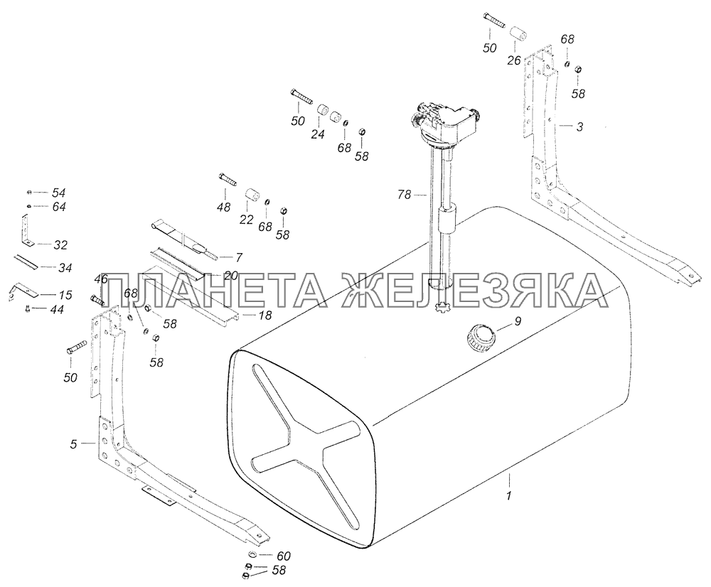 65116-1100030 Установка топливного бака КамАЗ-65115 (Евро-3) 65116-1100030 Установка топливного бака КамАЗ-65115 (Евро-3)