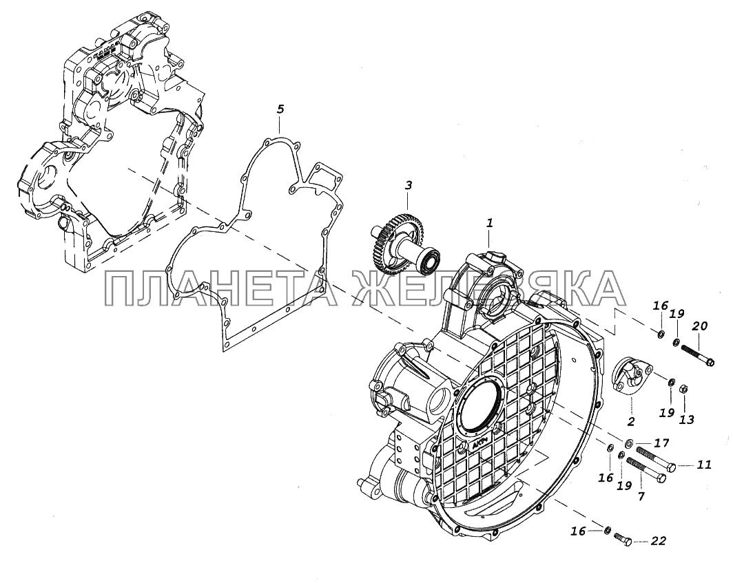 Установка картера маховика КамАЗ-65116