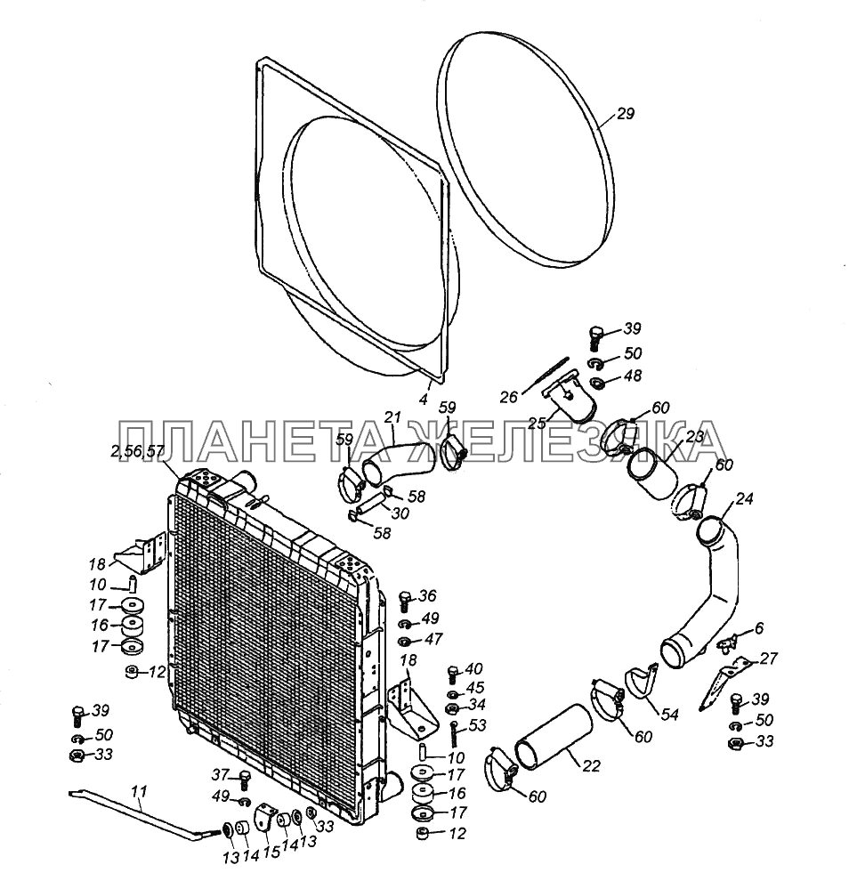 Установка радиатора КамАЗ-65116