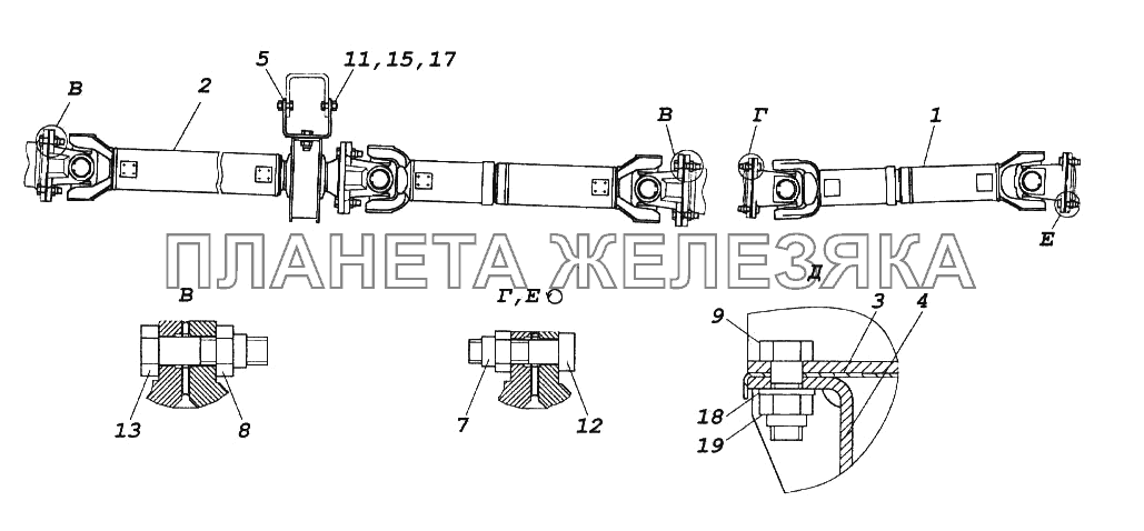 Установка карданных валов КамАЗ-65116