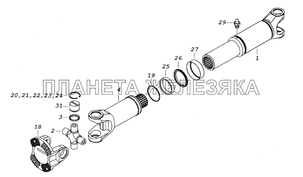 Вал карданный среднего моста КамАЗ-65116