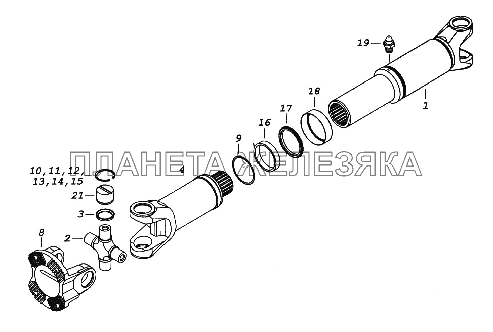 Вал карданный среднего моста КамАЗ-65116