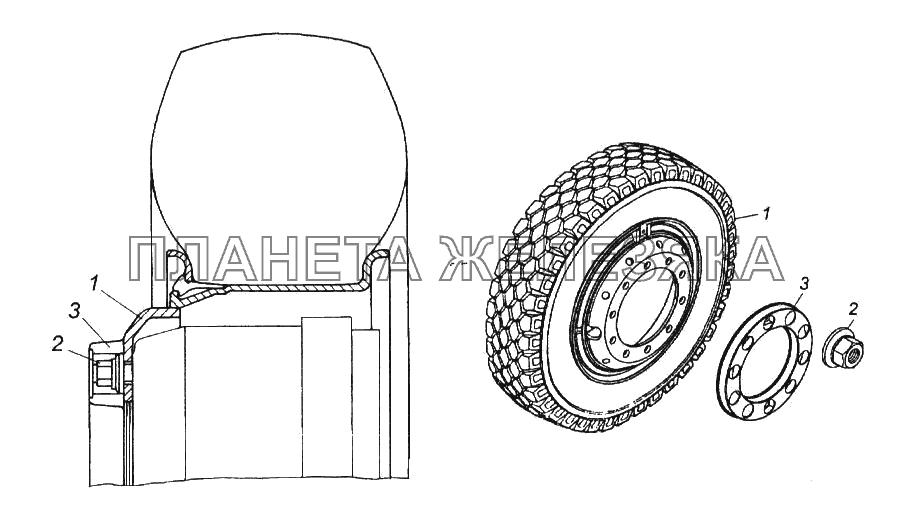 Установка передних дисковых колес КамАЗ-65116
