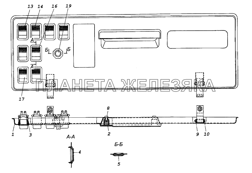 Панель выключателей КамАЗ-65116