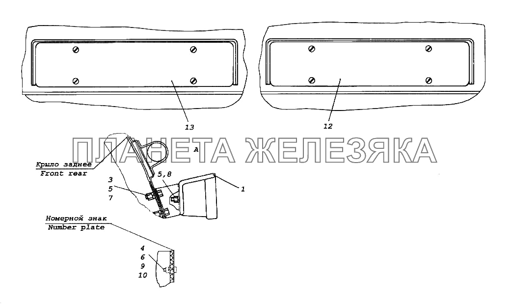 Установка задних фонарей КамАЗ-65116