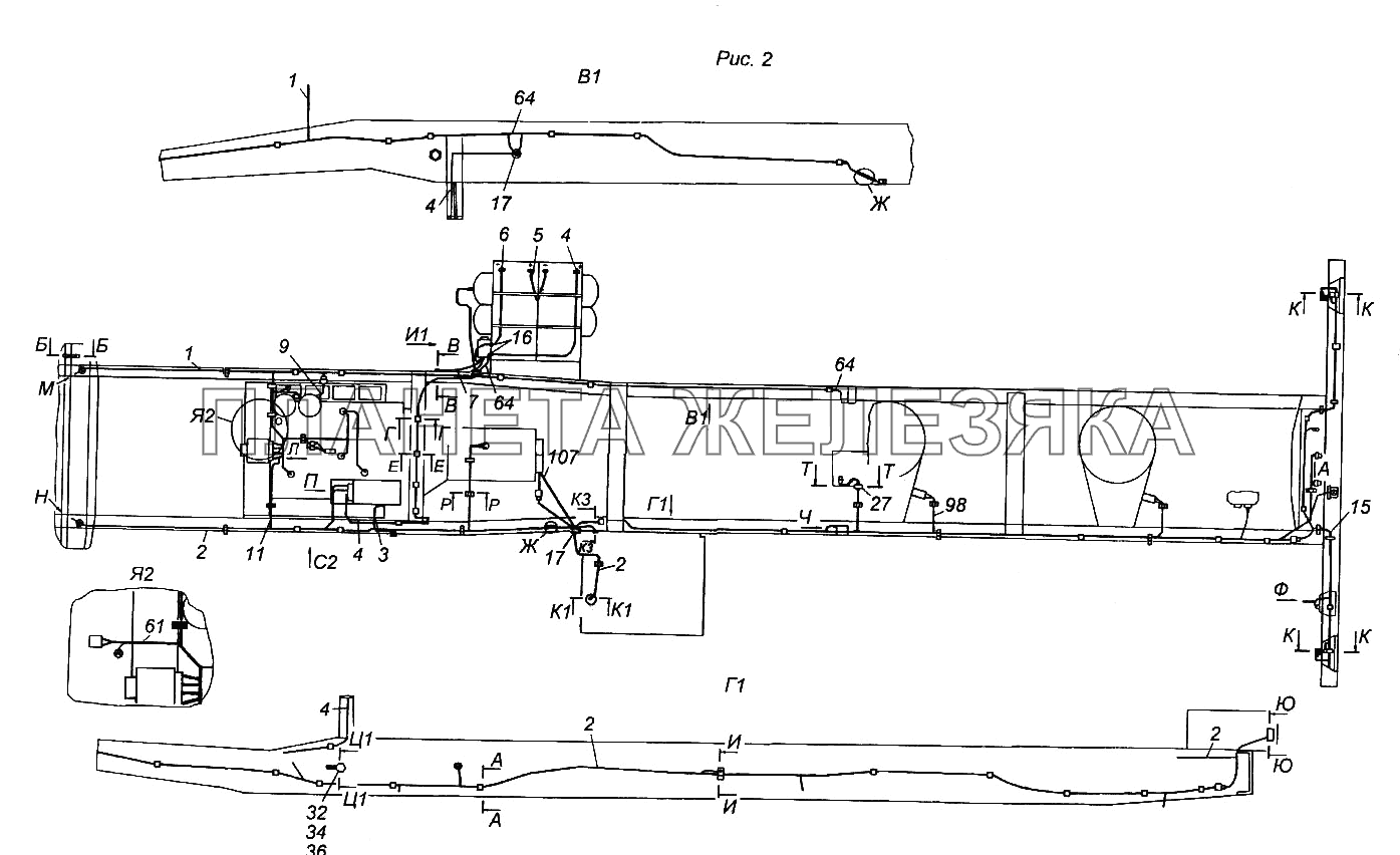 Установка проводов на шасси КамАЗ-65116