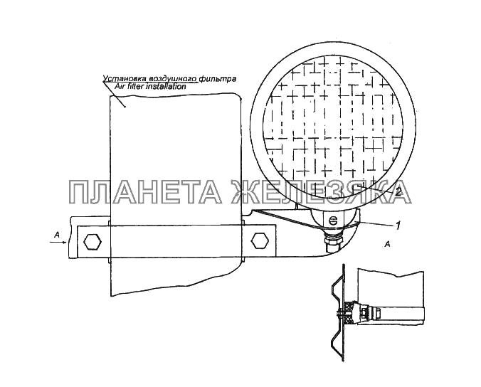 Установка прожектора освещения сцепного устройства КамАЗ-65116