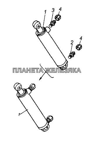 Цилиндр механизма опрокидывания кабины КамАЗ-65116