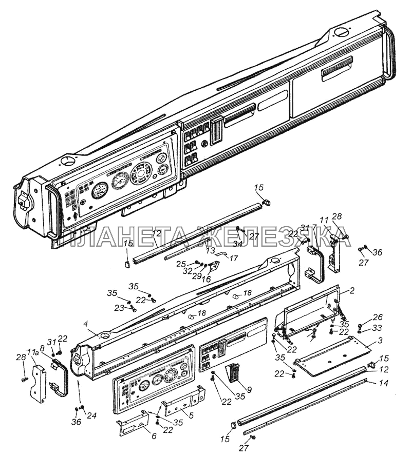 Установка панели приборов КамАЗ-65116