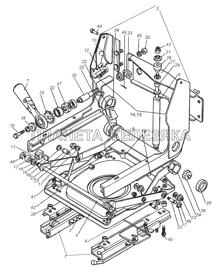 Механизм подрессоривания сиденья водителя КамАЗ-65116