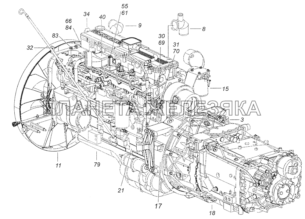 6520-1000261-41 Агрегат силовой, укомплектованный для установки на автомобиль КамАЗ-6520 (Euro-4)