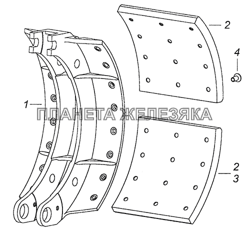 6520-3501090-41 Колодка тормоза с накладками КамАЗ-6520 (Euro-4)
