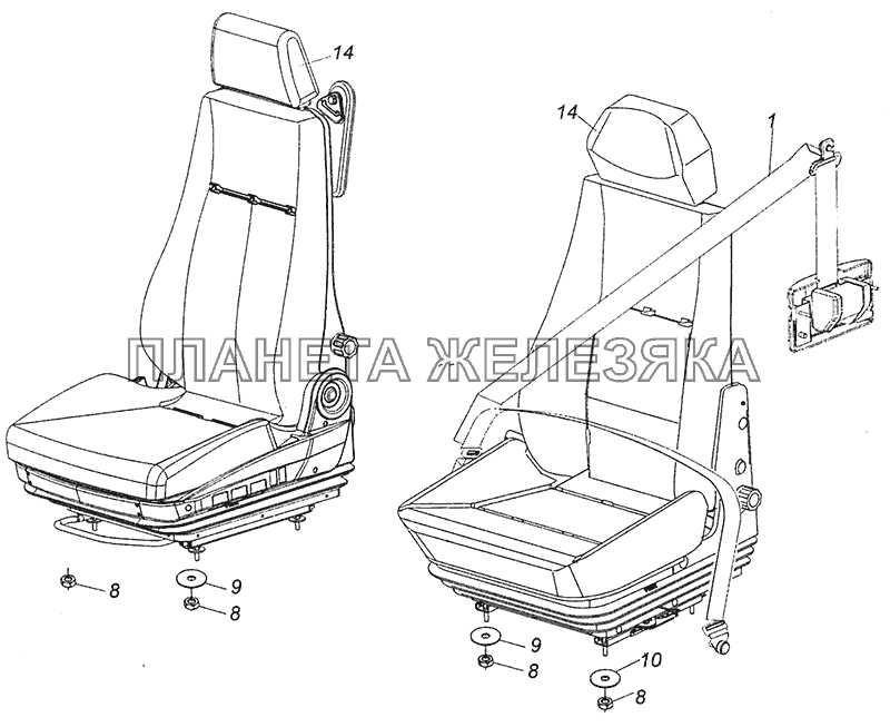 5460-5000121 Установка сиденья водителя КамАЗ-6520 (Euro-4)