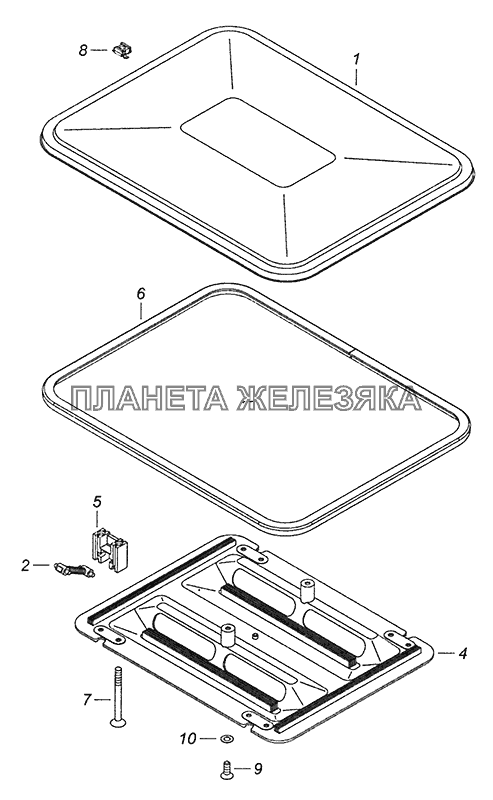 53205-5713008 Установка вентиляционного люка крыши КамАЗ-6520 (Euro-4)