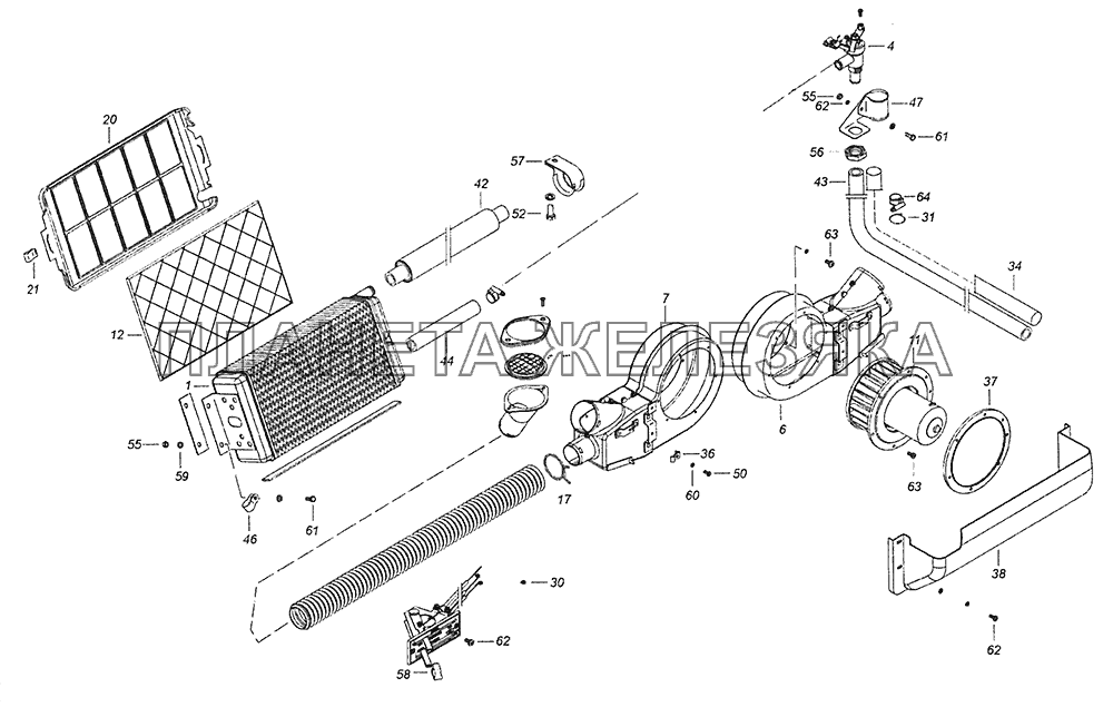 4308-8100005 Установка системы отопления кабины КамАЗ-6520 (Euro-4)