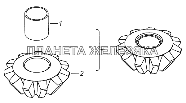 53212-2403054 Сателлит дифференциала заднего моста с втулкой КамАЗ-6520 (Euro-4)