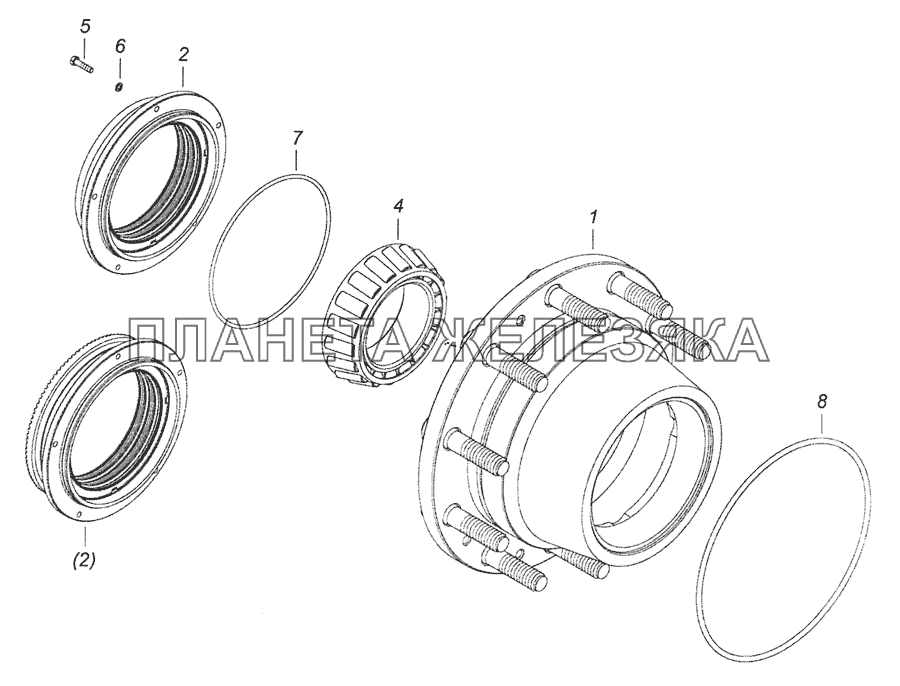 6520-3104009 Ступица заднего колеса с манжетами КамАЗ-6520 (Euro-4)