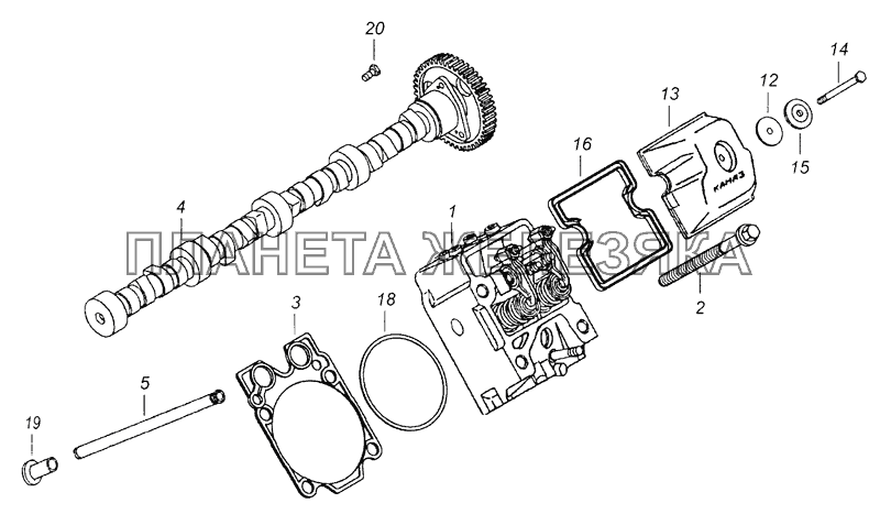 740.90-1003000 Установка головок цилиндра и механизма газораспределения КамАЗ-6520 (Euro-4)