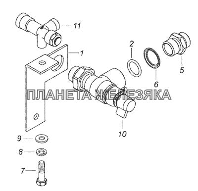 5460-3531010 Клапан накачки шин и кран экстренного растормаживания КамАЗ-6520 (Euro-4)