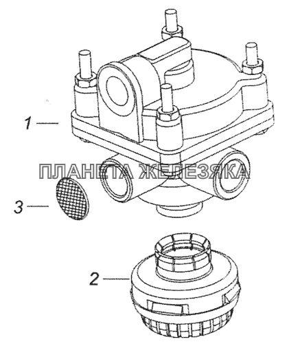 2233-3518010-20 Ускорительный клапан с глушителем КамАЗ-6520 (Euro-4)