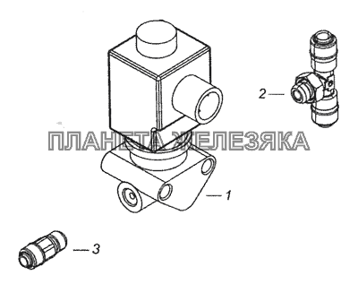 6460-3570009 Клапан электромагнитный с фитингами КамАЗ-6520 (Euro-4)