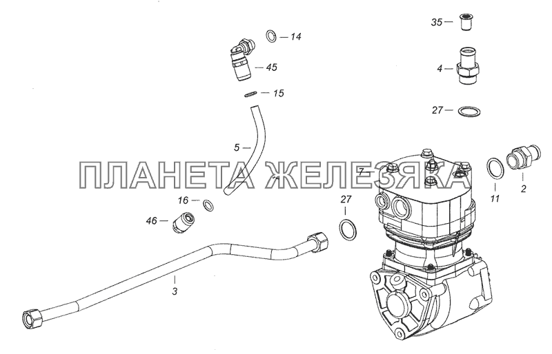 7406.3509003-05 Установка компрессора КамАЗ-6520 (Euro-4)