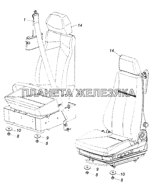 5460-5000122 Установка сиденья пассажира КамАЗ-6520 (Euro-4)