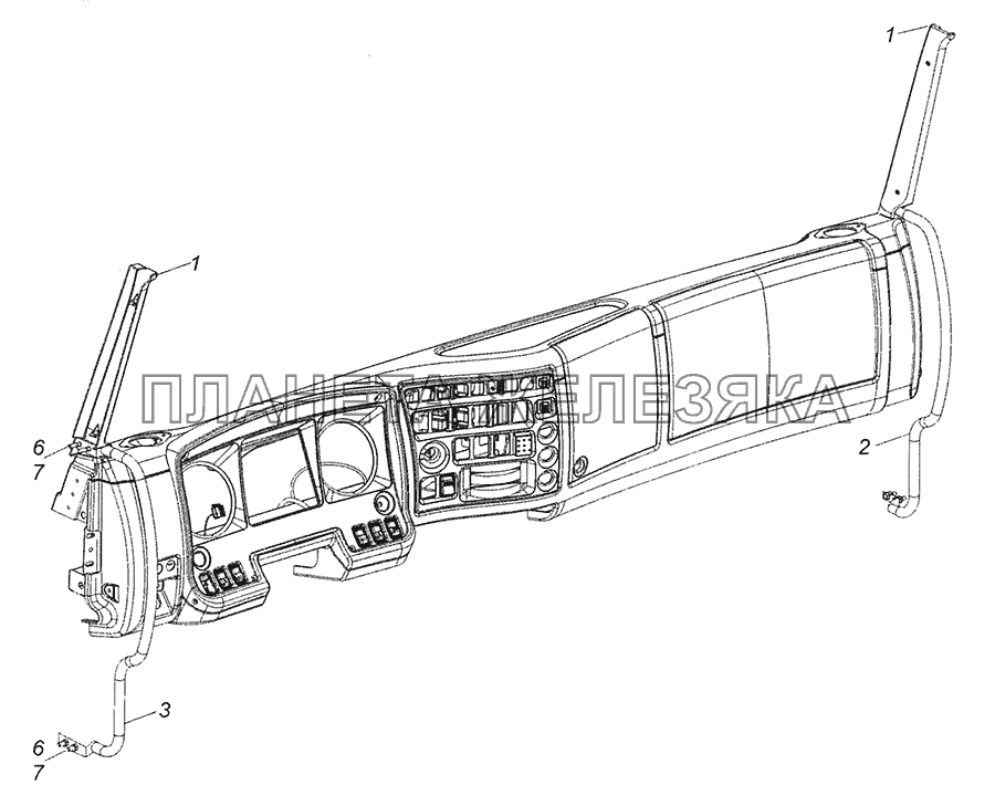 6522-5325160 Установка поручней панели приборов и облицовок стоек КамАЗ-6520 (Euro-4)
