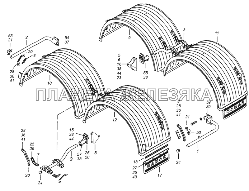 6520-8404005-30 Установка задних крыльев КамАЗ-6520 (Euro-4)