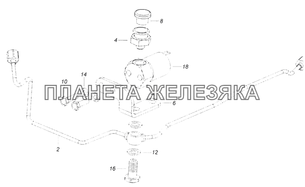 740.70-1022860-10 Клапан с кронштейном, штуцером и трубкой КамАЗ-6520 (Euro-4)