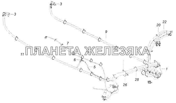 6520-1208070-20 Установка трубопроводов системы нейтрализации КамАЗ-6520 (Euro-4)