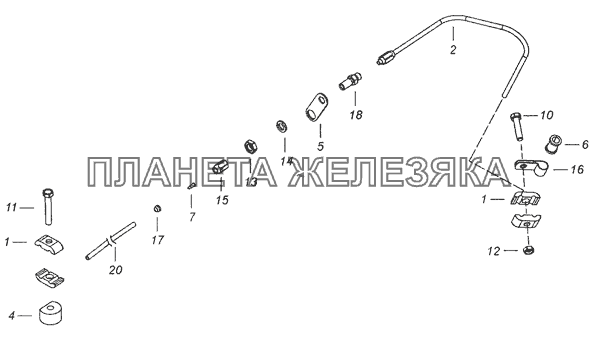 65205-1600300-10 Установка трубок вентиляции КамАЗ-6520 (Euro-4)