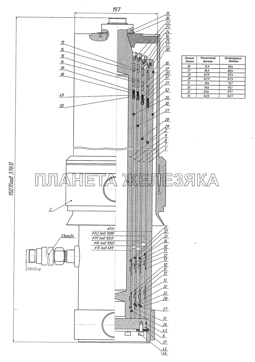 Гидроцилиндр 6520-8603010-81 Самосв. установка 6520