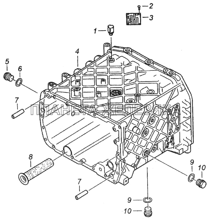 Картер коробки передач с пробками КамАЗ-6520