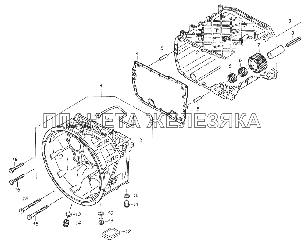 Установка картера сцепления КамАЗ-6520