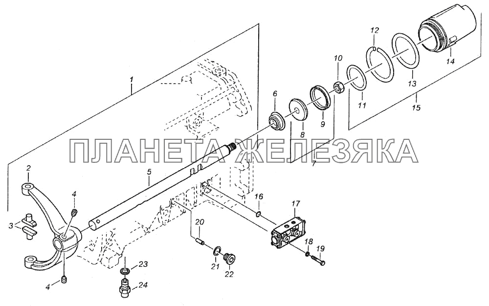 Механизм управления демультипликатором КамАЗ-6520