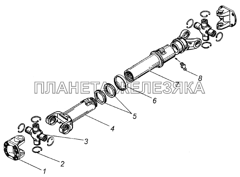 Вал карданный среднего моста КамАЗ-6520