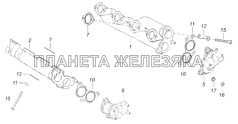 7406.1008000 Установка газопровода КамАЗ-65201 Евро 2-3