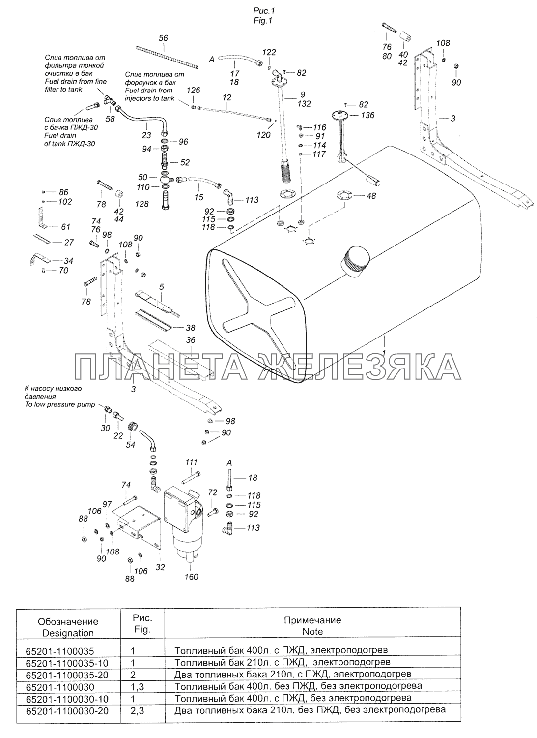 65201-1100035 Установка топливного бака, ФГОТ и топливопроводов КамАЗ-65201 Евро 2-3 65201-1100035 Установка топливного бака, ФГОТ и топливопроводов КамАЗ-65201 Евро 2-3