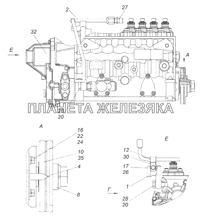 740.63-1111005-90 ТНВД с фланцем и полумуфтой ведомой КамАЗ-65201 Евро 2-3