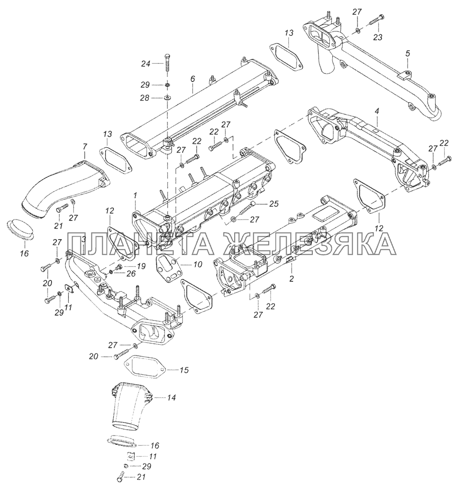 7406.1115000-30 Установка системы впуска КамАЗ-65201 Евро 2-3