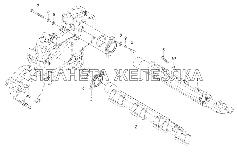 7406.1303002 Установка водяных труб КамАЗ-65201 Евро 2-3