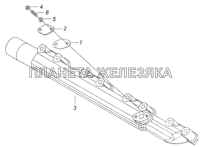 7406.1303100-10 Труба водяная правая КамАЗ-65201 Евро 2-3