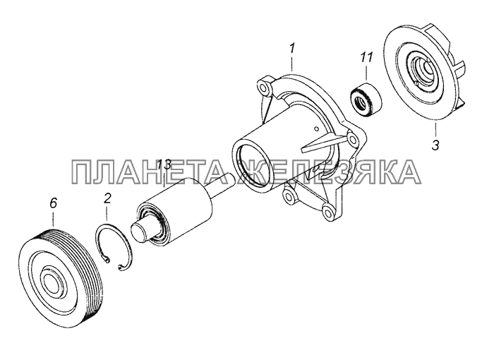 740.50-1307010 Водяной насос КамАЗ-65201 Евро 2-3