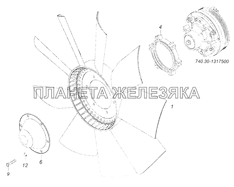 740.51-1308010 Установка вентилятора КамАЗ-65201 Евро 2-3