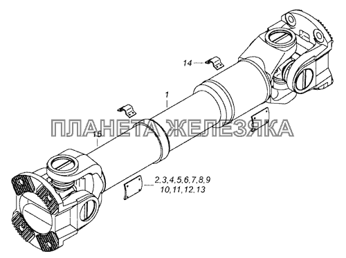 6520-2201011-11 Вал карданный заднего моста КамАЗ-65201 Евро 2-3 6520-2201011-11 Вал карданный заднего моста КамАЗ-65201 Евро 2-3